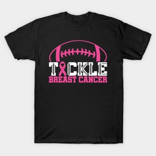 Tackle Breast Cancer Football Sport Awareness Support Pink Ribbon T-Shirt